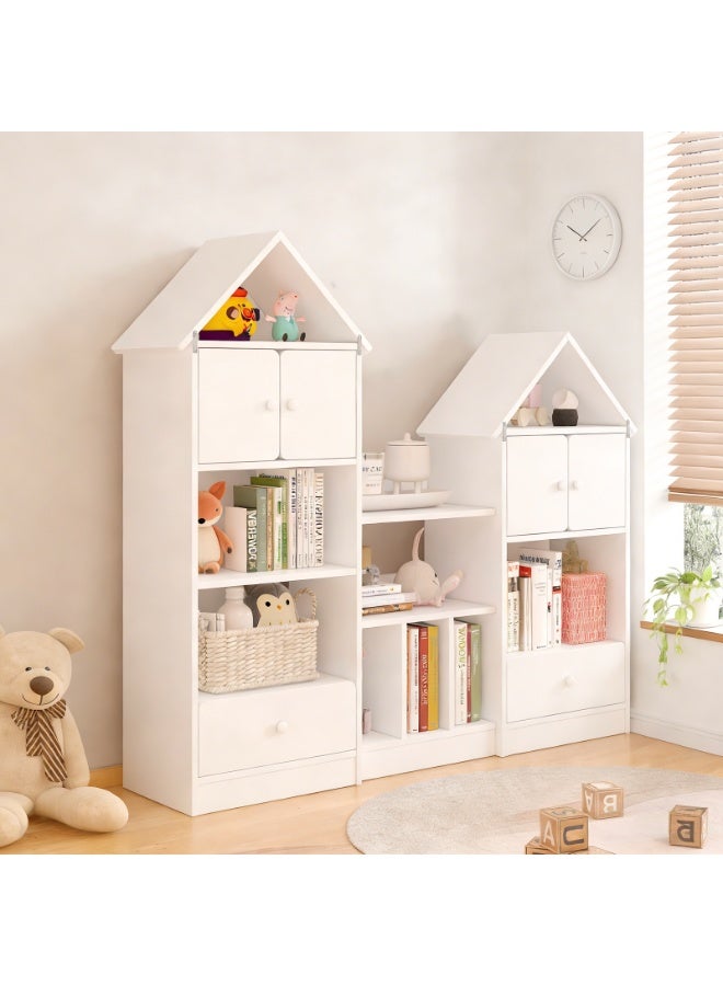 YY-ريشير خزانة كتب للأطفال مع أدراج، خزانة كتب على شكل منزل مع خزانة مقاومة للغبار لأثاث غرفة نوم الأطفال - Image 1